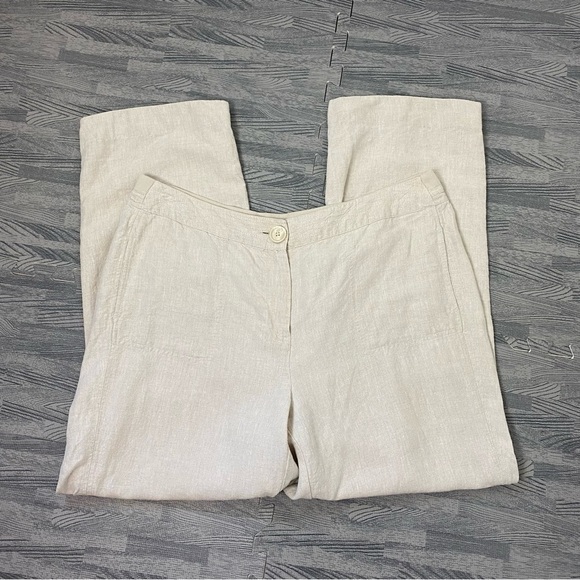 Chico’s Linen Straight Leg Lagenlook Pants - Picture 1 of 12